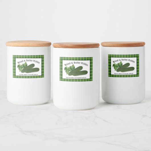 Brood & Butter Pickles Plaid H Eten Label Voedselcontainer Etiket (Flessen)