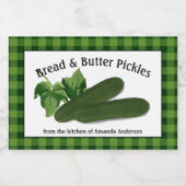 Brood & Butter Pickles Plaid H Eten Label Voedselcontainer Etiket (Enkel label)