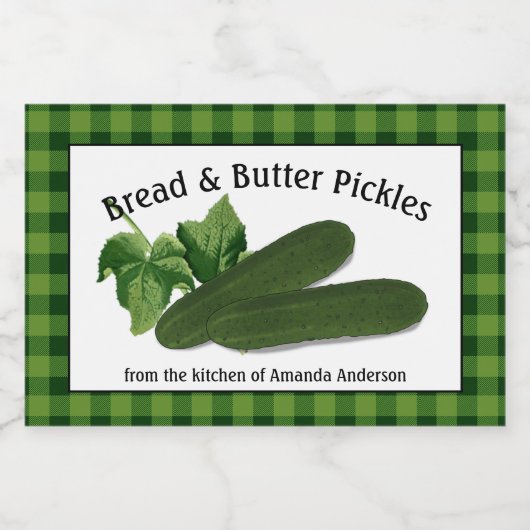 Brood & Butter Pickles Plaid H Eten Label Voedselcontainer Etiket (Enkel label)