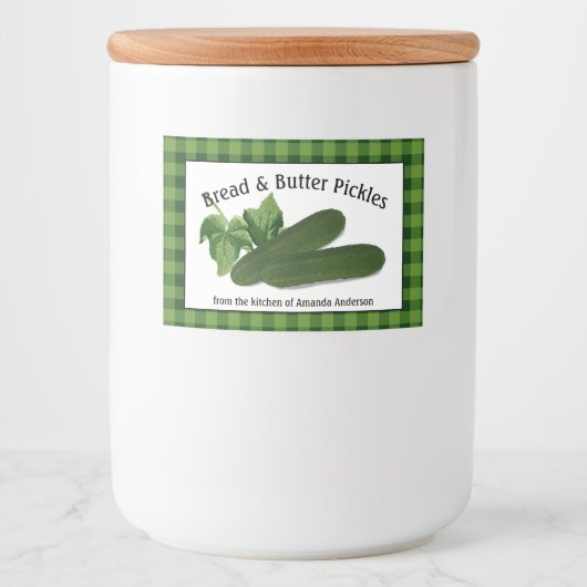 Brood & Butter Pickles Plaid H Eten Label Voedselcontainer Etiket (Voorkant)