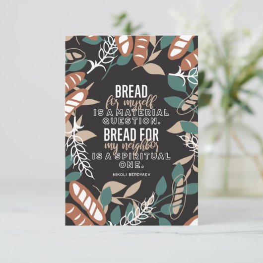 Brood citeert van Nikoli Berdyaev Bedankkaart (Staand voorkant)