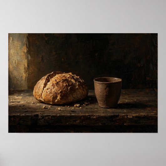 Brood des Levens — Chiaroscuro Stilleven Poster (Voorkant)