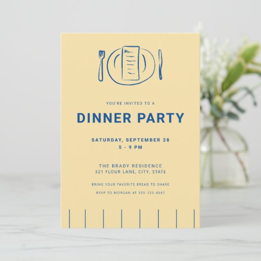 Brood en boter Dinner Party Uitnodiging (Staand voorkant)