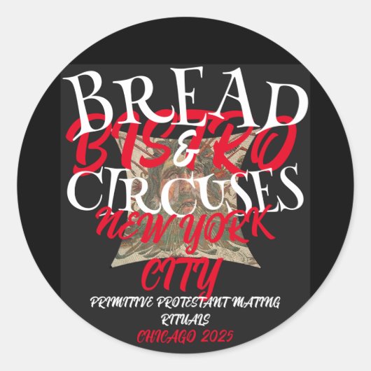BROOD EN CIRCUS BISTRO NEW YORK CITY RONDE STICKER (Voorkant)