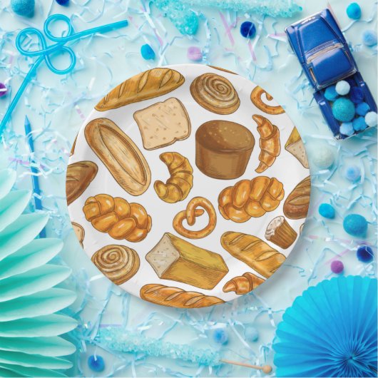 Brood en gebak Bakkerijspatroon Papieren Bordje (Feest)