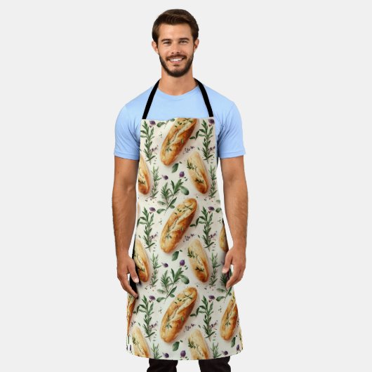 Brood en kruiden patroon schort (Gedragen)