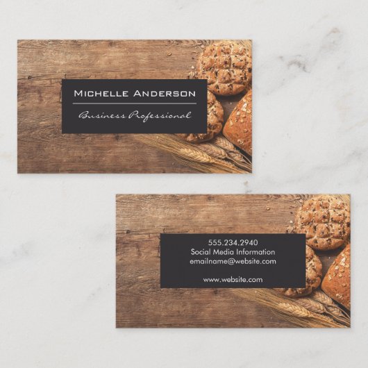 Brood en tarwe | Houten tafel Visitekaartje (Voorkant / Achterkant)