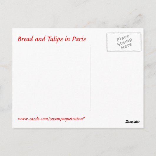 BROOD EN TULPEN IN PARIJS BRIEFKAART (Achterkant)