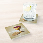 Brood en wijn: het laatste avondmaal glazen onderzetter (Schuin)