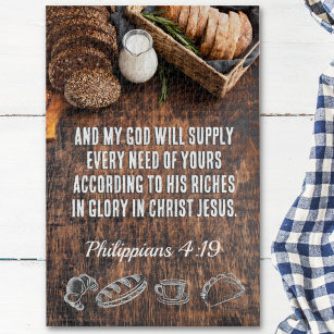 brood   Filippenzen 4:19 Bijbelvers 8 x 10 of hoge Legpuzzel