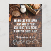 brood | Filippenzen 4:19 Bijbelvers, Schrift Briefkaart (Voorkant)