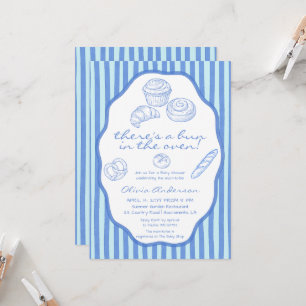 Brood in de oven blauwe strepen Baby Shower Kaart
