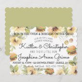 Brood in de oven en hamburgers op de grill kaart (Voorkant / Achterkant)