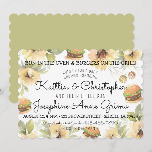 Brood in de oven en hamburgers op de grill kaart (Voorkant / Achterkant)