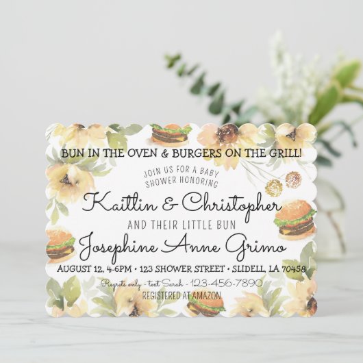 Brood in de oven en hamburgers op de grill kaart (Staand voorkant)