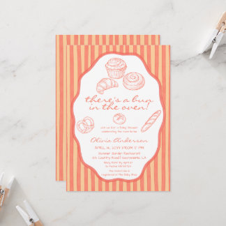 Brood in de oven roze strepen Baby Shower Kaart