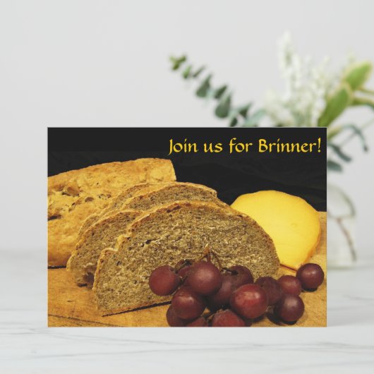 Brood, Kaas en Druiven Brinner Uitnodiging (Staand voorkant)