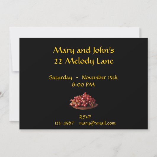 Brood, Kaas en Druiven Brinner Uitnodiging (Achterkant)