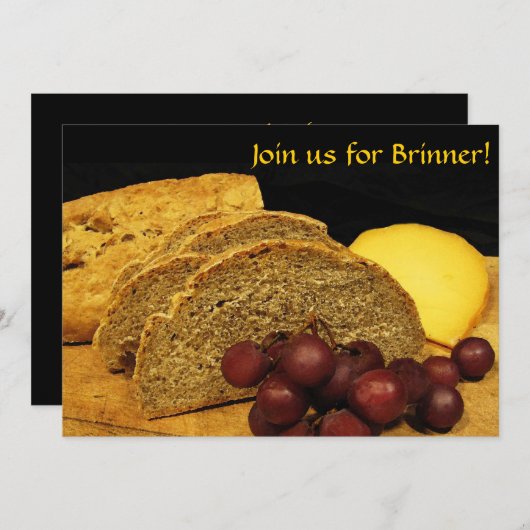 Brood, Kaas en Druiven Brinner Uitnodiging (Voorkant / Achterkant)