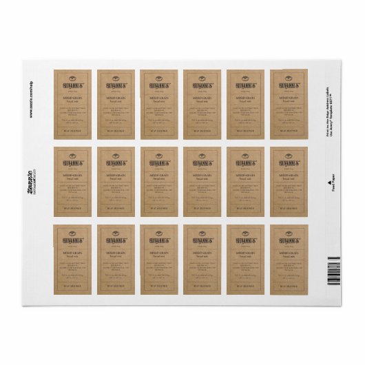 Brood Label Bruin Kraft Paper Bakkerij (Full Sheet)