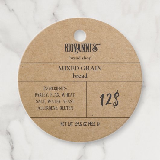 Brood Label Bruin Kraft Paper Bakkerij (Voorkant)