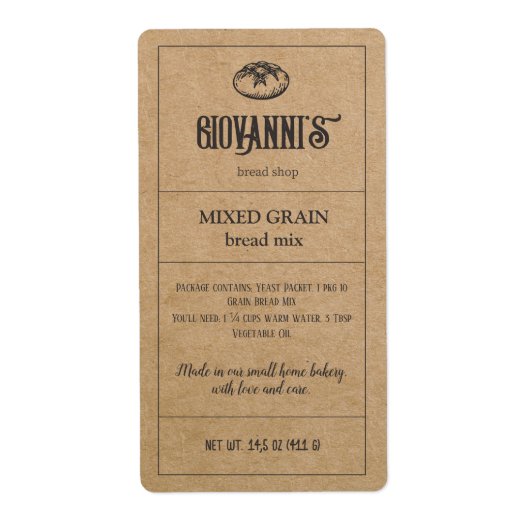 Brood Label Bruin Kraft Paper Bakkerij (Voorkant)