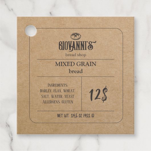 Brood Label Bruin Kraft Paper Bakkerij (Voorkant)