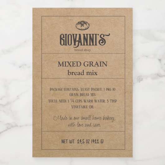 Brood Label Bruin Kraft Paper Bakkerij Voedselcontainer Etiket (Enkel label)