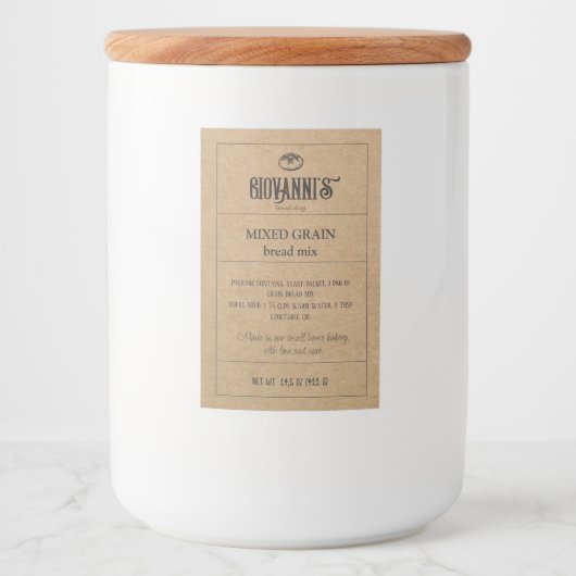 Brood Label Bruin Kraft Paper Bakkerij Voedselcontainer Etiket (Voorkant)