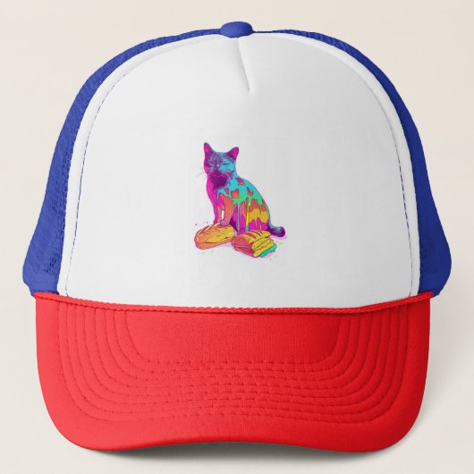 Brood Meowphosis – Glitchy Funny Cat Meme Trucker Pet (Voorkant)