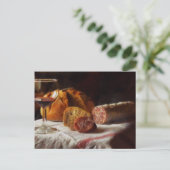 Brood, wijn en salami briefkaart (Staand voorkant)