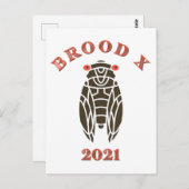 Brood X Great Eastern Cicada 2021 Briefkaart (Voorkant / Achterkant)