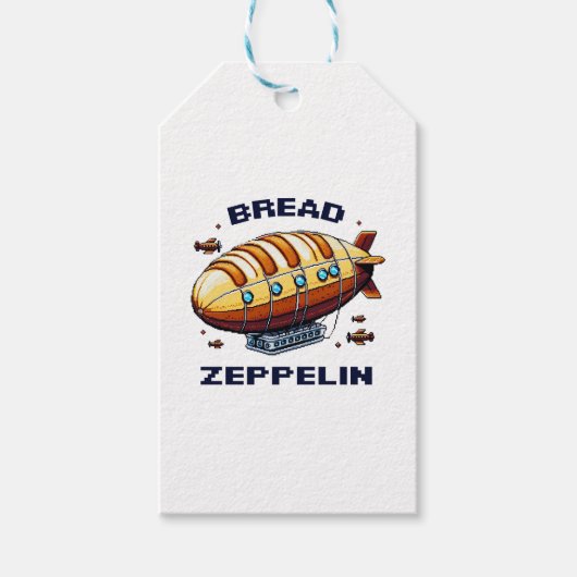 Brood Zeppelin - Pixel Art Airship Retro Design Cadeaulabel (Voorkant)