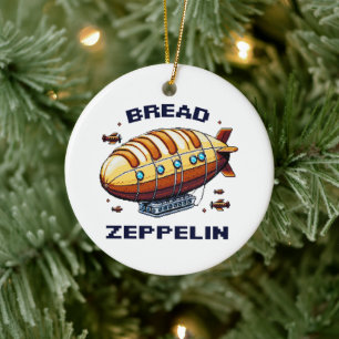 Brood Zeppelin - Pixel Art Airship Retro Design Keramisch Ornament