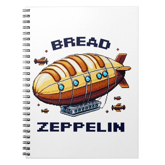 Brood Zeppelin - Pixel Art Airship Retro Design Notitieboek (Voorkant)