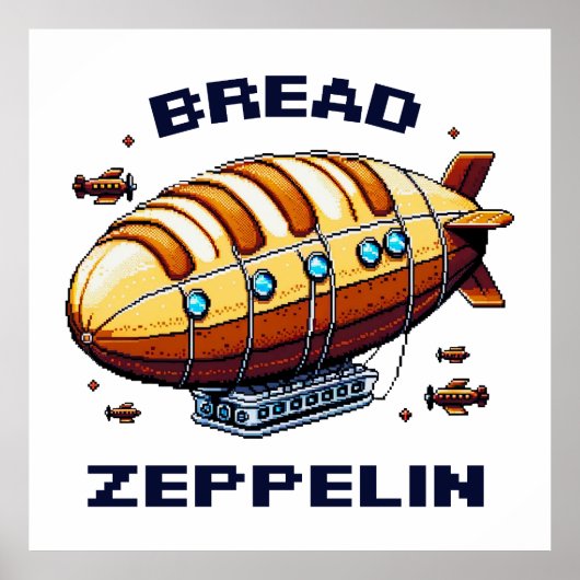 Brood Zeppelin - Pixel Art Airship Retro Design Poster (Voorkant)