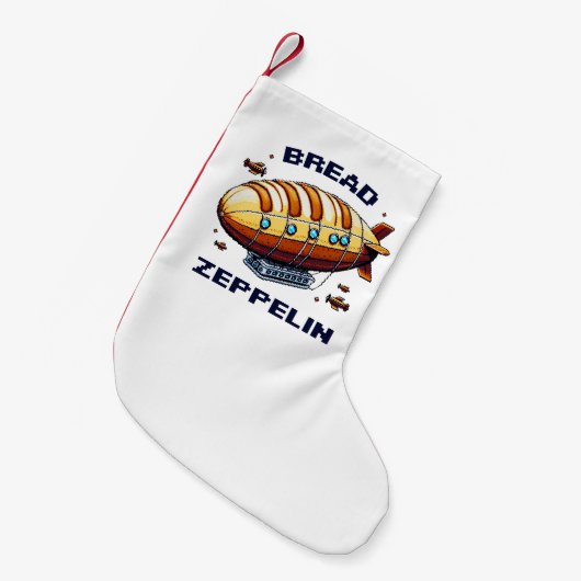 Brood Zeppelin - Whimsical 8-bit Airship Art Kleine Kerstsok (Voorkant (Hangend))