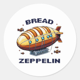 Brood Zeppelin - Whimsical 8-bit Airship Art Ronde Sticker