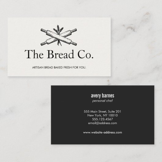 Broodbakker Bakkerij Chef Rolling Pins Visitekaartje (Voorkant / Achterkant)
