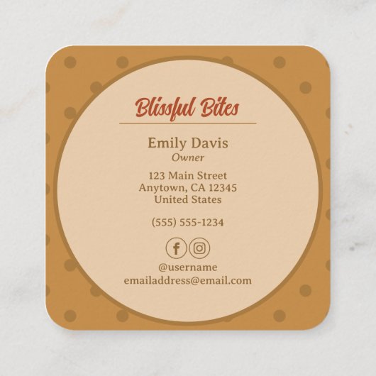 Broodbakkerij Koken Zelfgemaakt Vierkant Visitekaa Vierkante Visitekaartje (Achterkant)