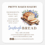 Broodbakkerij Waterverf Ingrediënten & Allergenen Vierkante Sticker (Voorkant)