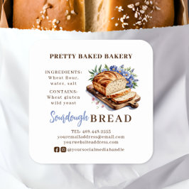 Broodbakkerij Waterverf Ingrediënten & Allergenen Vierkante Sticker