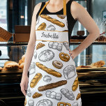 Broodbakpatroon gepersonaliseerd met aangepaste te schort<br><div class="desc">Een leuk schort met verschillende soorten brood. Voeg een naam of aangepaste tekst toe om te personaliseren. Perfect voor iedereen die van bakken of koken houdt.</div>