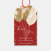 Broodballonnen van Birthday party red gold ballonn Cadeaulabel (Voorkant)