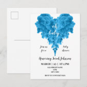 Broodblauw baby shower uitnodiging briefkaart (Voorkant / Achterkant)