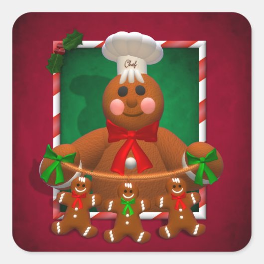 Broodbrood: Funny Baker Vierkante Sticker (Voorkant)