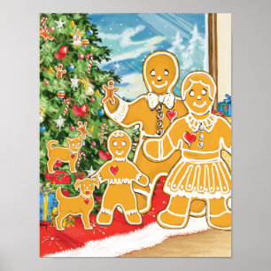 Broodbrood met kerstboom poster