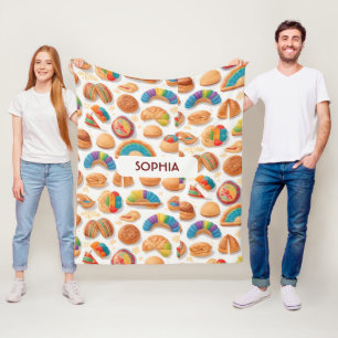 Broodbrood Retro Kleurrijk Gepersonaliseerd Patroo Fleece Deken