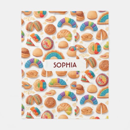 Broodbrood Retro Kleurrijk Gepersonaliseerd Patroo Fleece Deken (Voorkant)