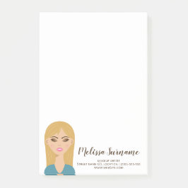 Broodhaar-meisje met Makeup-makreel Post-it® Notes